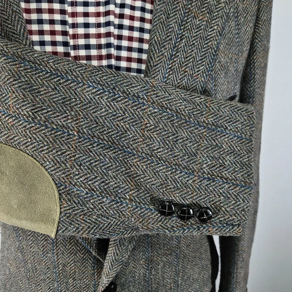 Austin Manor Men's Tweed Sport Coat Blazer Two Button Brown Gray herringbone 42R